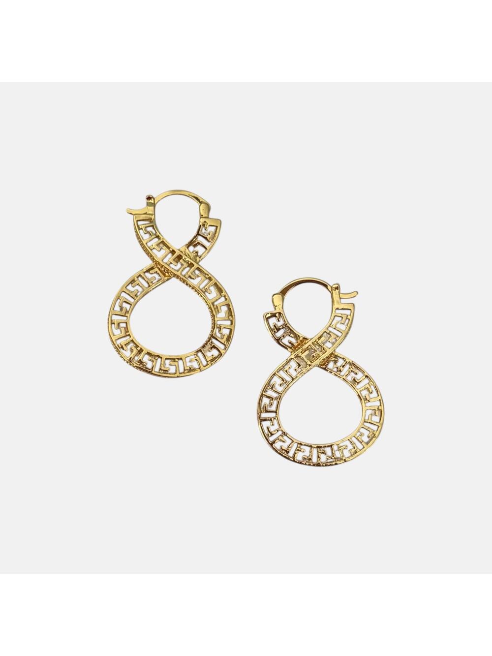 Infinity Greek Key Gold Hoops